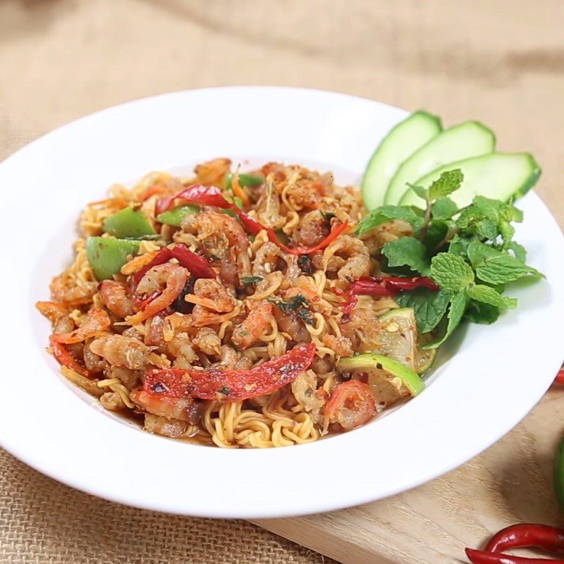 Step 4 Final product Spicy Sour Noodles with Dried Shrimp
