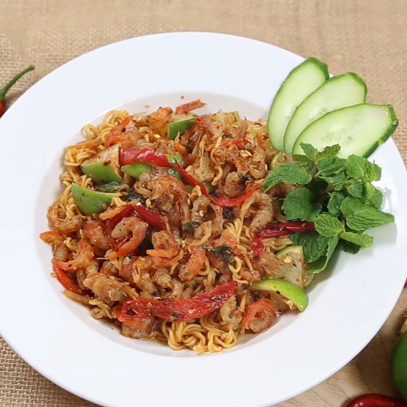 Step 4 Final product Spicy Sour Noodles with Dried Shrimp