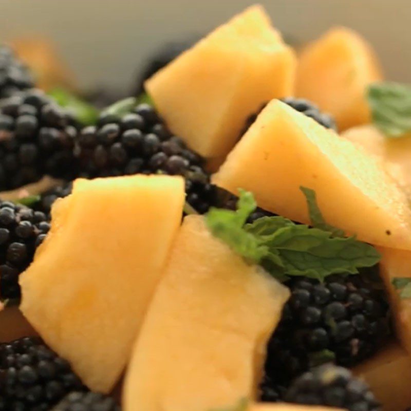 Step 4 Final Product Melon Salad with Black Raspberries