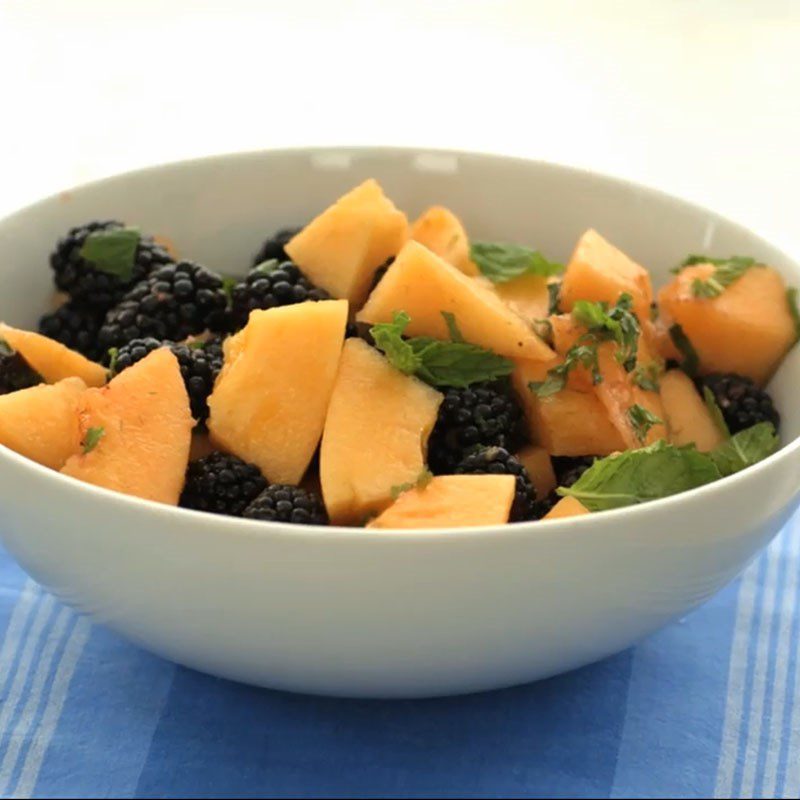 Step 4 Final Product Melon Salad with Black Raspberries