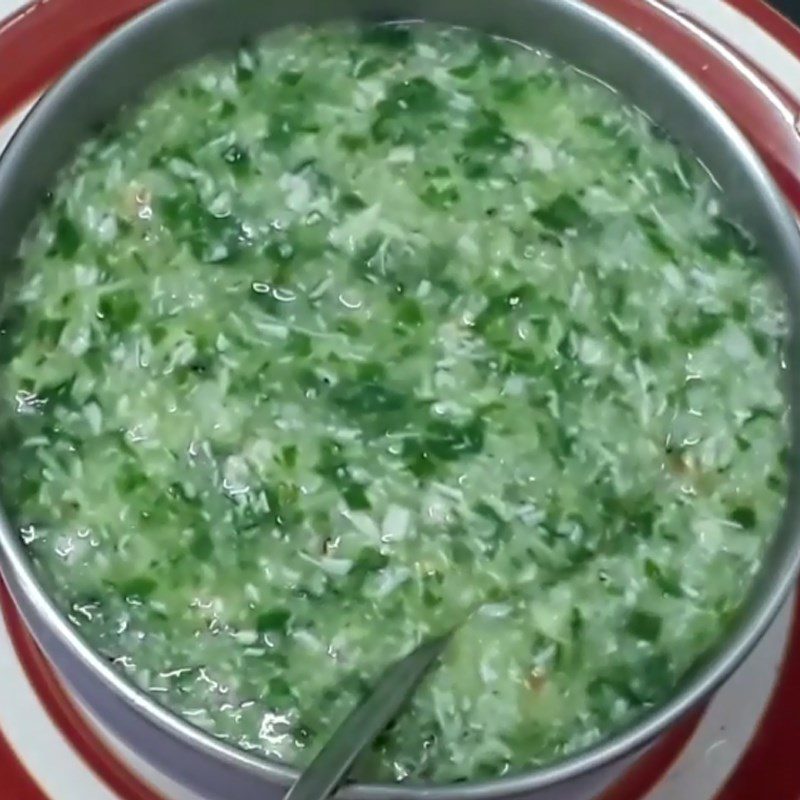 Step 5 Final product Sea crab porridge water spinach