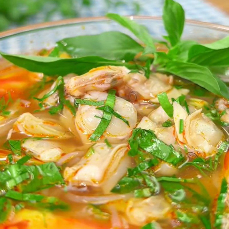 Step 4 Final product of sour and spicy clam noodle soup (Recipe shared from Tiktok Cooking with TasteVN)