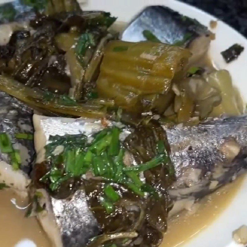 Step 5 Final product Mackerel stew with pickled mustard greens