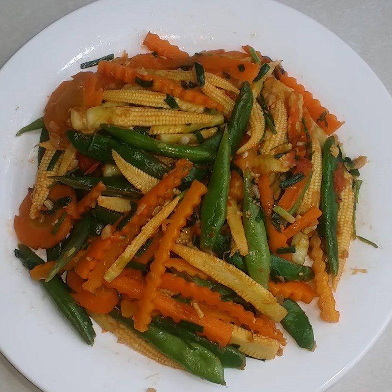 Step 3 Final Product Sautéed Baby Corn with Mixed Vegetables Vegetarian