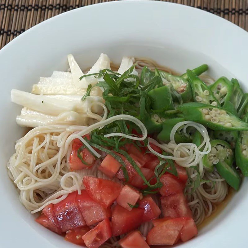 Step 6 Finished Product Vegetarian Somen Noodles with Vegetables