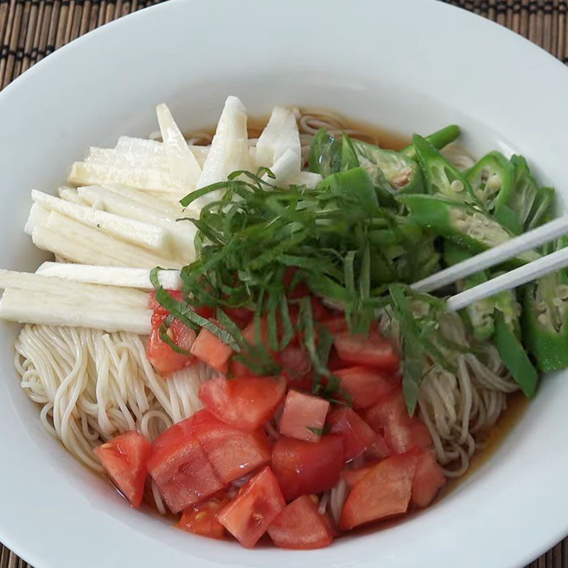 Step 6 Finished Product Vegetarian Somen Noodles with Vegetables