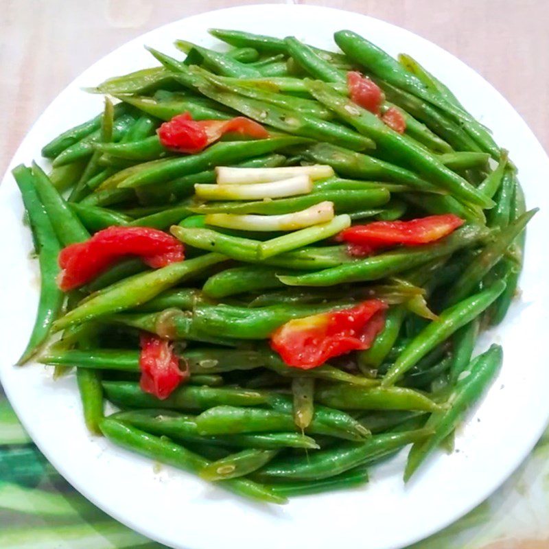 Step 4 Final product Stir-fried green beans with tomatoes