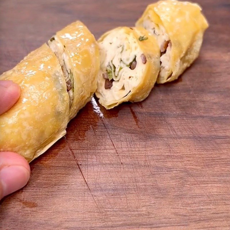 Step 6 Final product Vegetarian tofu skin spring rolls (Recipe shared by Tiktok Vegetarian Kitchen XANH)