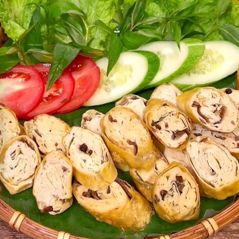 Step 6 Final product Vegetarian tofu skin spring rolls (Recipe shared by Tiktok Vegetarian Kitchen XANH)