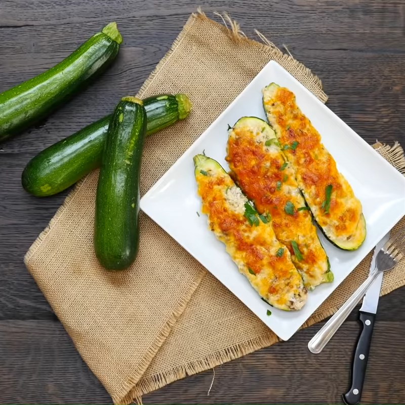 Step 4 Final product Cheese stuffed zucchini
