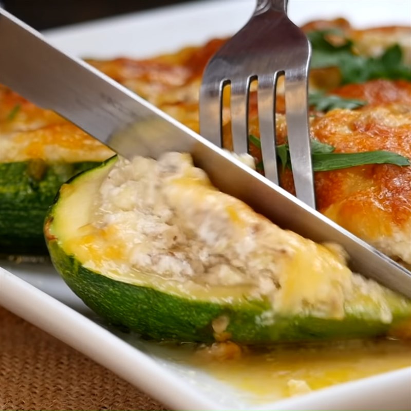 Step 4 Final product Cheese stuffed zucchini
