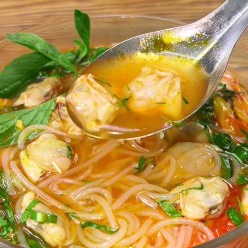 Step 4 Final product of sour and spicy clam noodle soup (Recipe shared from Tiktok Cooking with TasteVN)