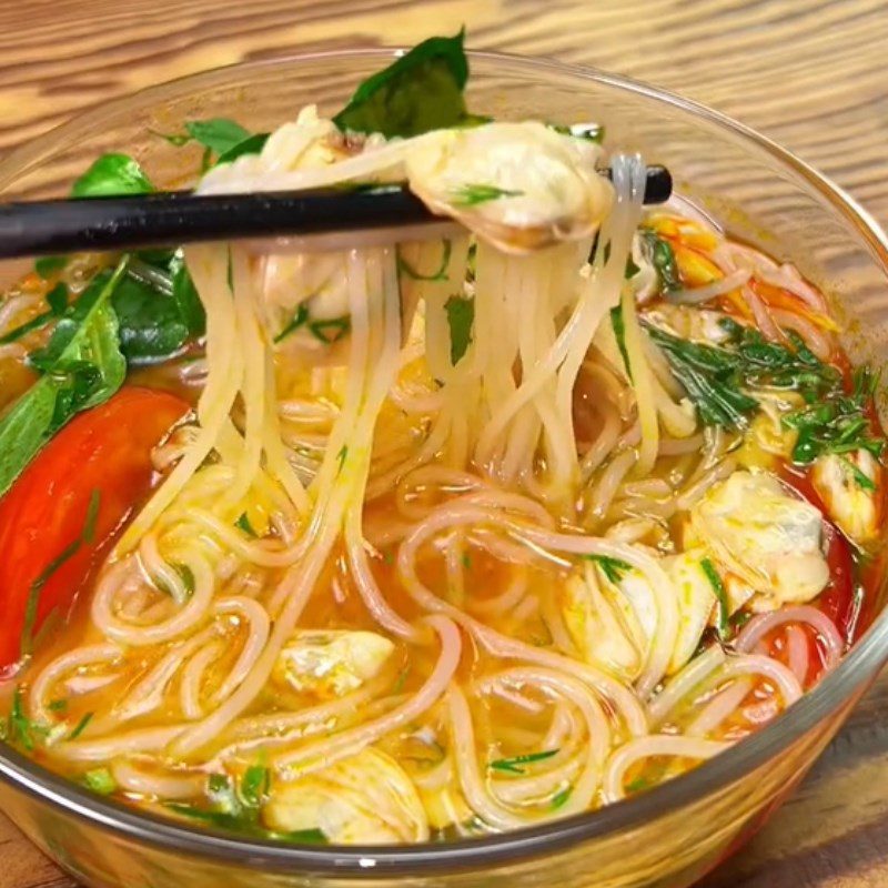Step 4 Final product of sour and spicy clam noodle soup (Recipe shared from Tiktok Cooking with TasteVN)