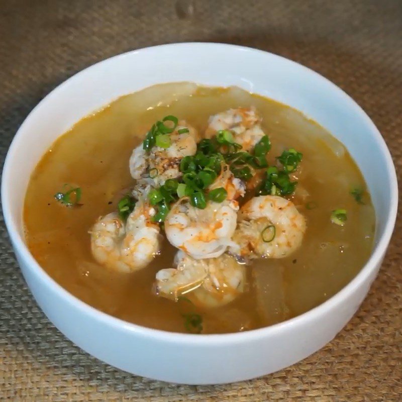 Step 6 Finished product Aloe vera soup with shrimp