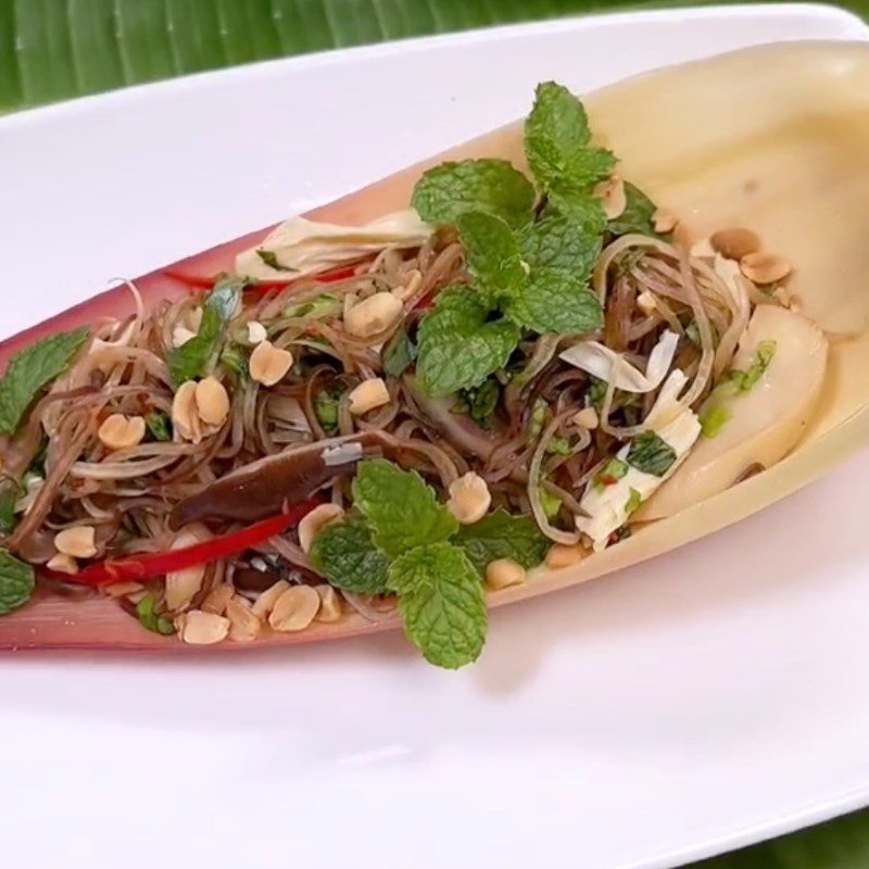 Step 5 Final Product Banana Flower Salad Mixed with Chicken Thigh Mushrooms