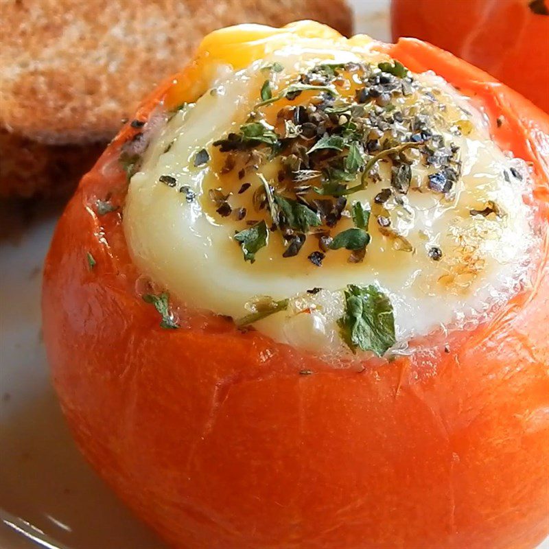 Step 4 Final product Baked tomatoes with eggs