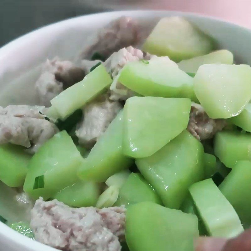 Step 3 Final product of soup with chayote and mushroom meatballs