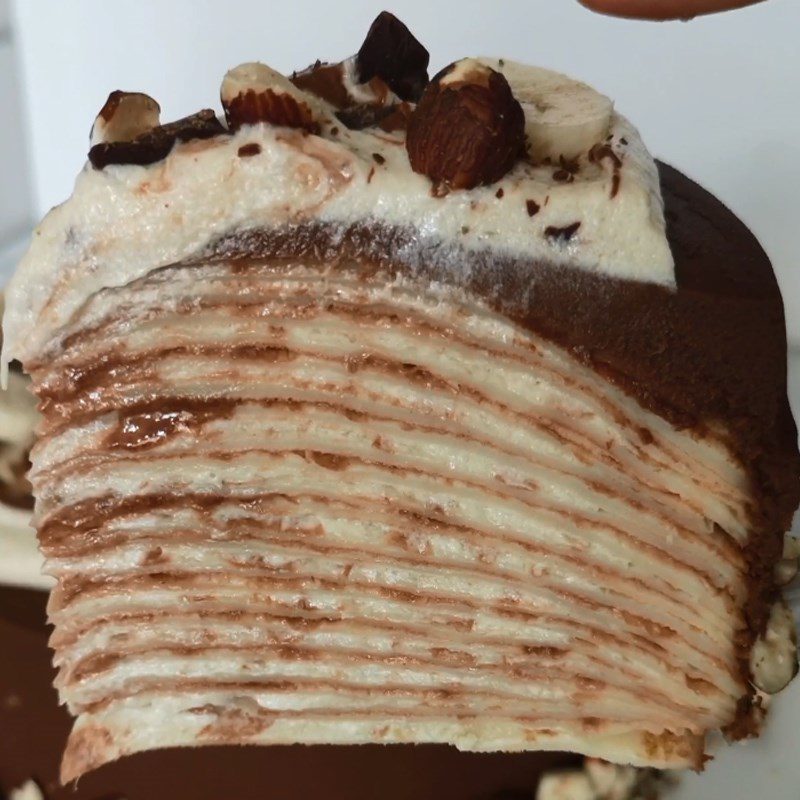 Step 8 Finished Product Banana crepe cake with nutella cream