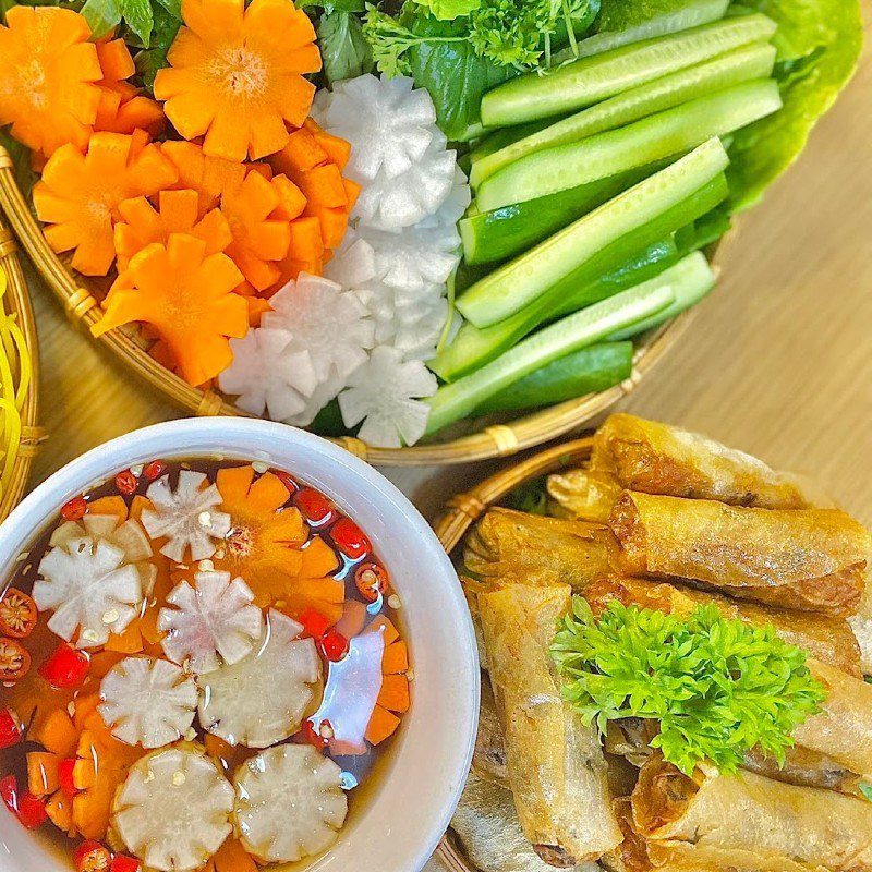 Step 5 Final Product How to make spring roll noodle with homemade spring rolls