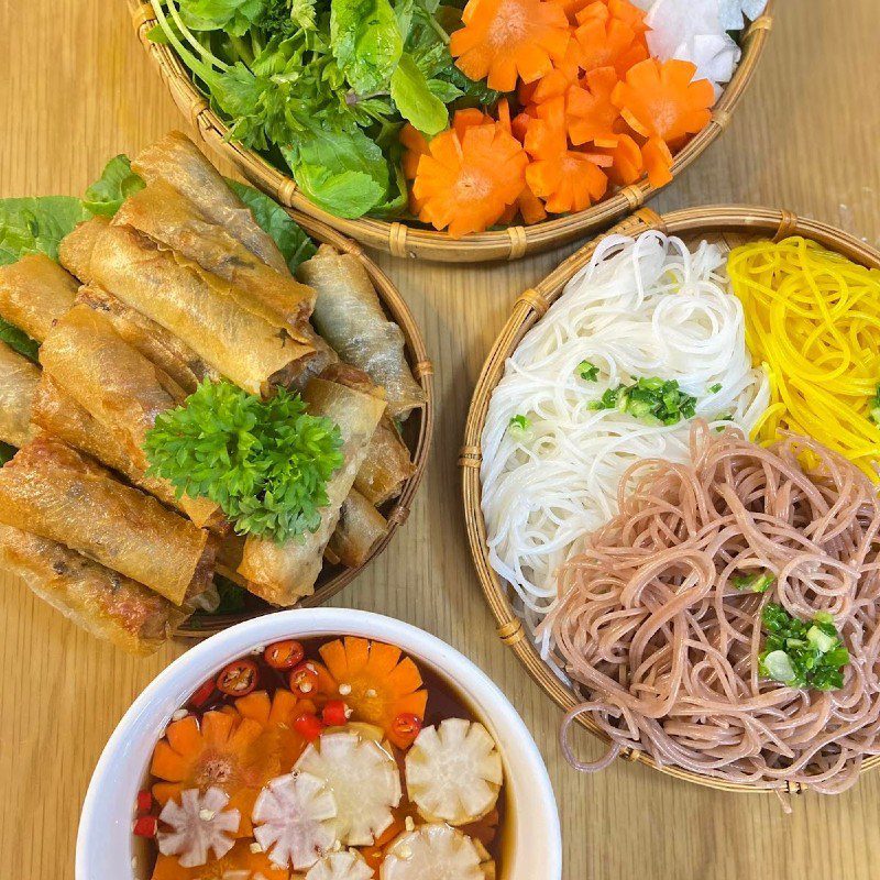Step 5 Final Product How to make spring roll noodle with homemade spring rolls