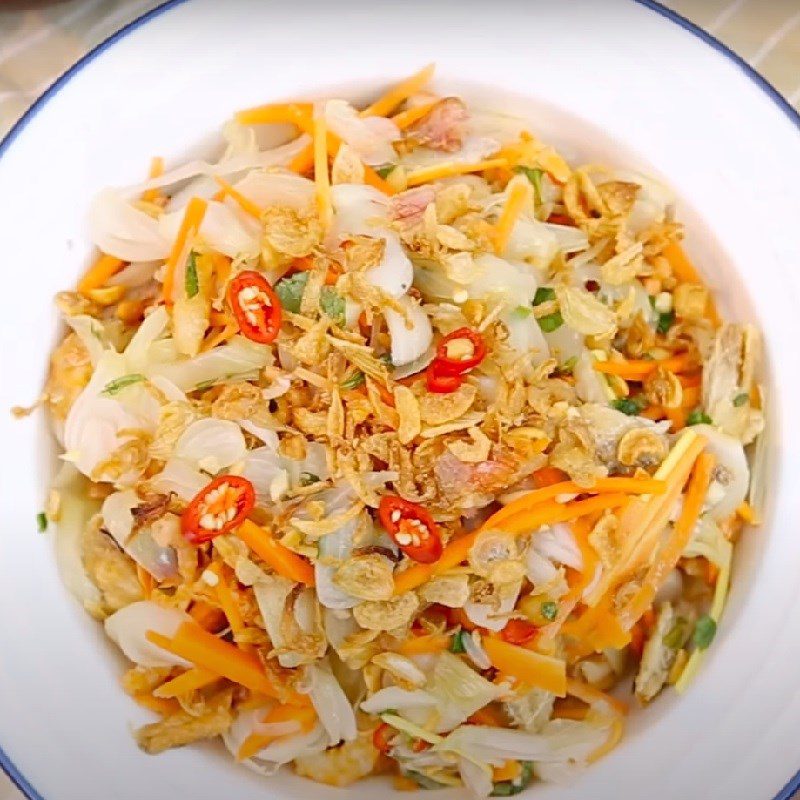 Step 5 Final product Dried shrimp and pickled scallion salad
