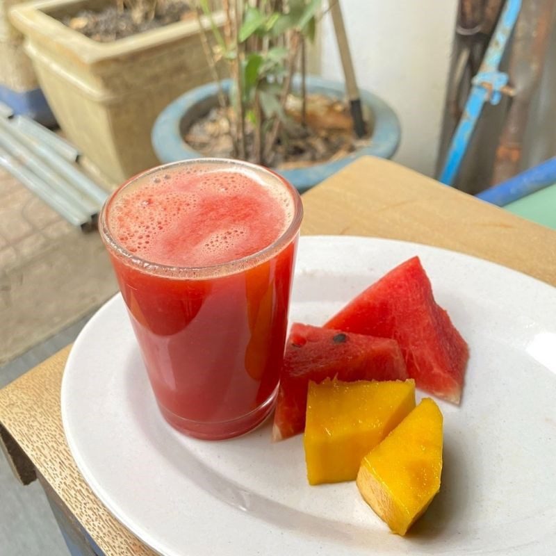 Step 3 Finished product Mango watermelon juice