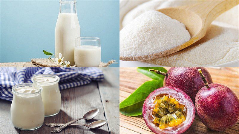 Ingredients for passion fruit yogurt panna cotta