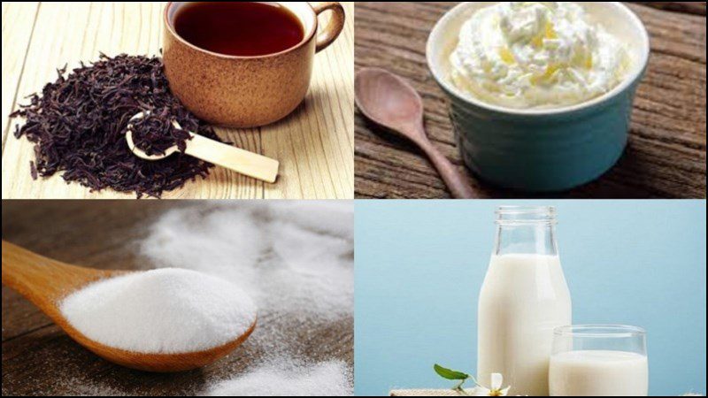 Ingredients for royal milk tea dish