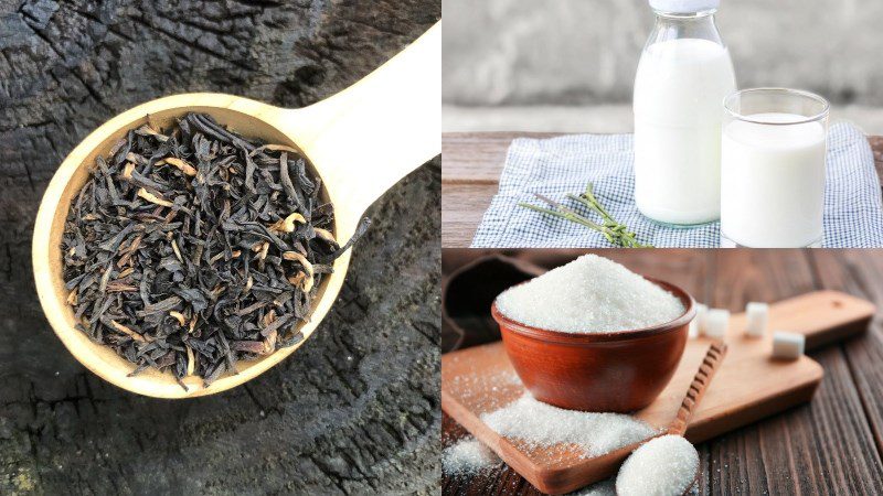 Ingredients for royal milk tea