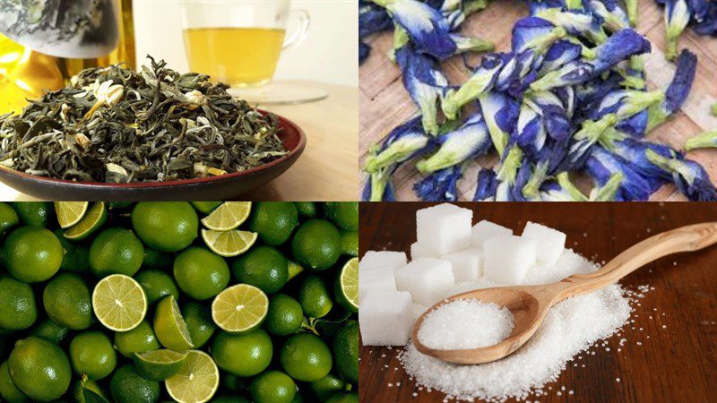 Ingredients for butterfly pea lemonade