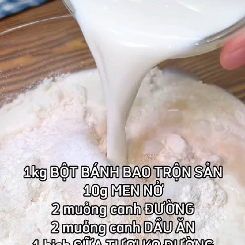 Step 1 Mix the dough for Meat Sandwich Buns (Recipe shared from Tiktok Let's Cook with TasteVN)