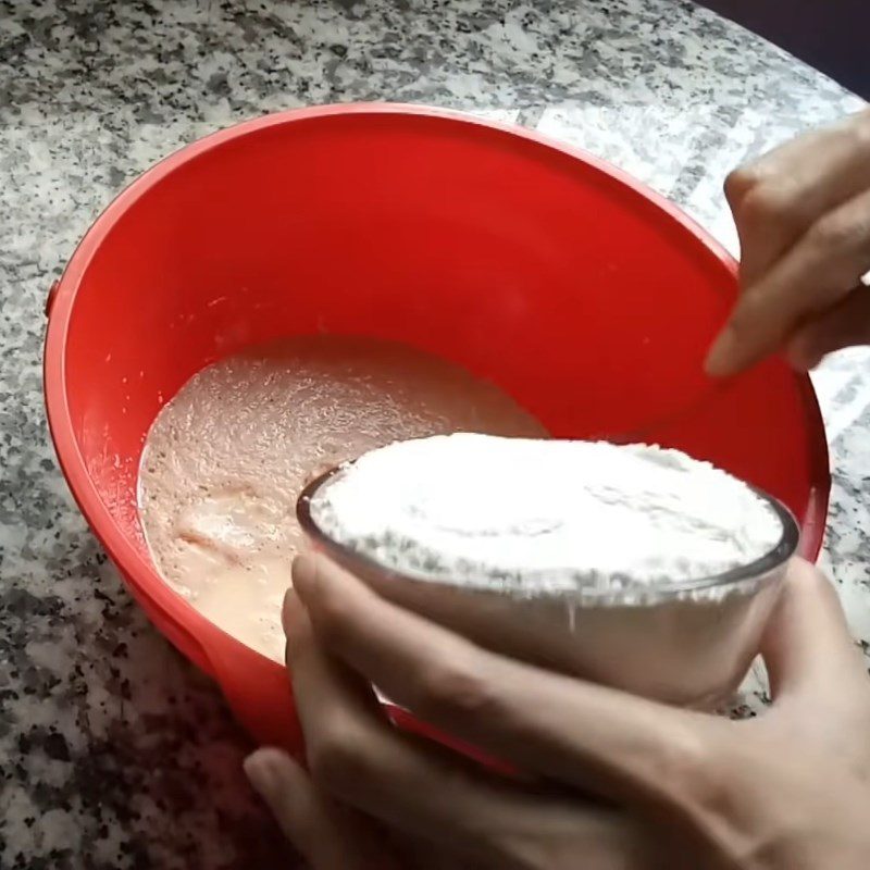 Step 2 Mixing the dough for butter milk bread using a non-stick pan