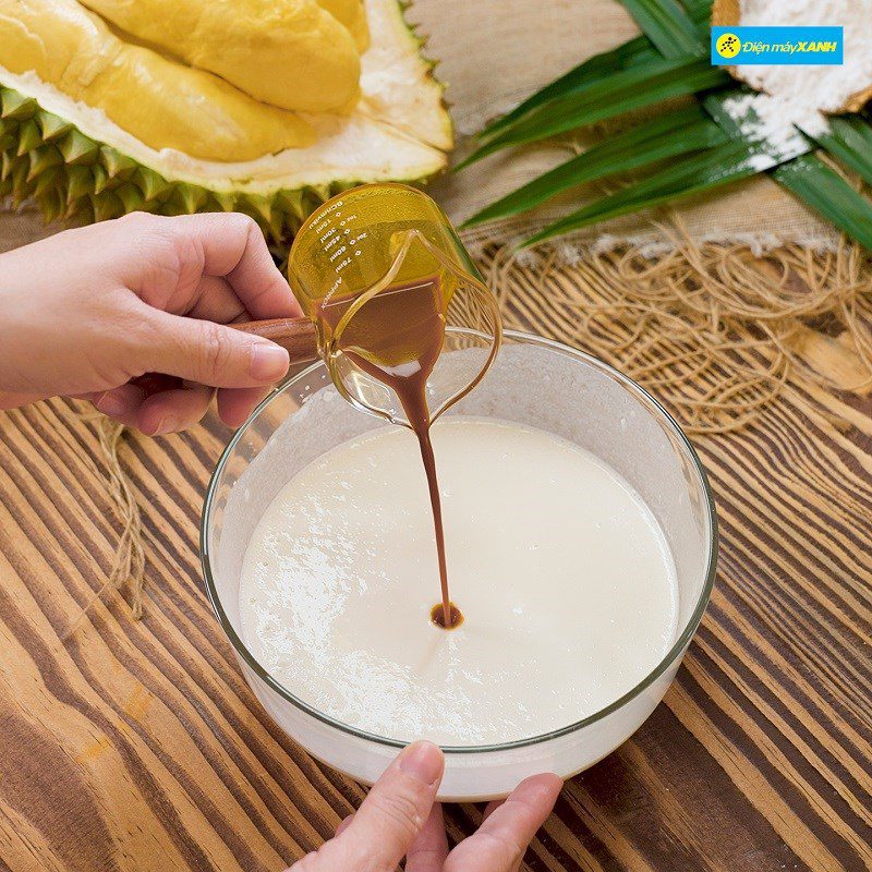 Step 2 Mixing mochi dough Mochi cake with durian cream filling