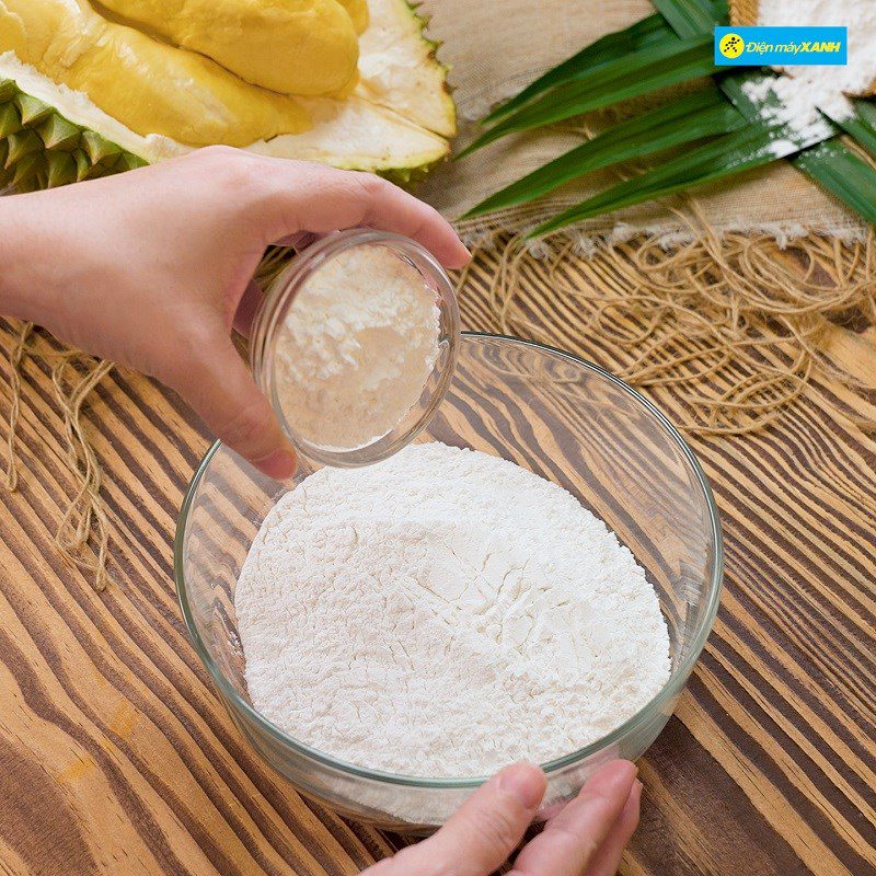 Step 2 Mixing mochi dough Mochi cake with durian cream filling