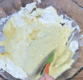 Step 1 Mix the batter Fried Banana Sweet Potato Coconut Cake