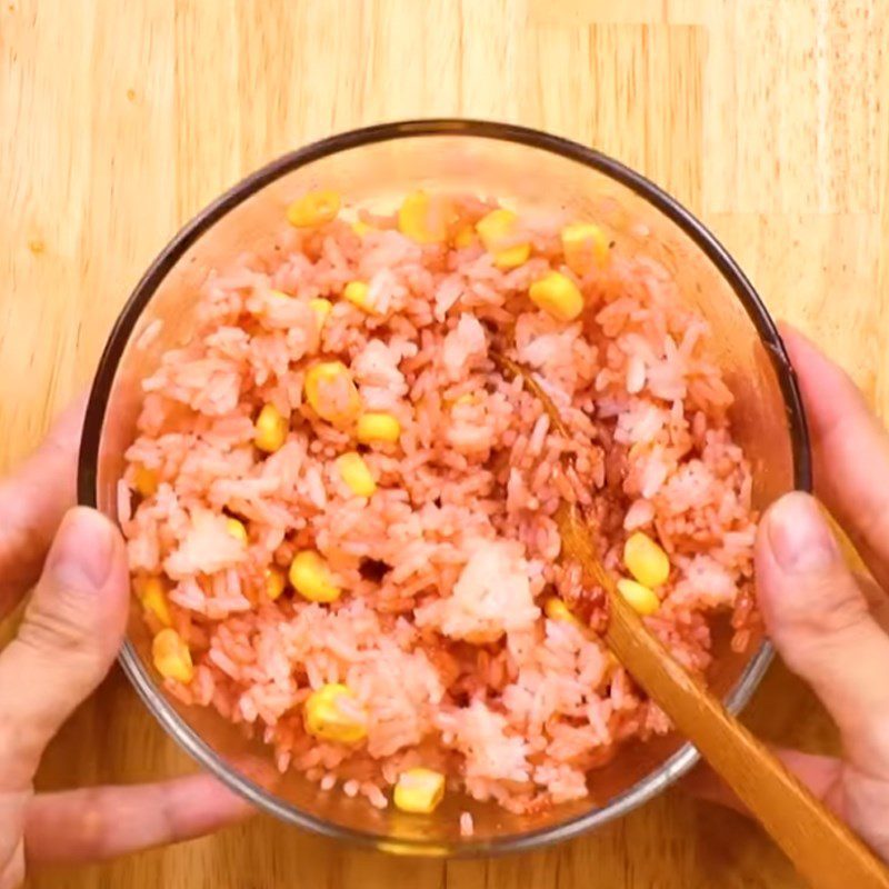 Step 2 Mixing rice Stuffed roasted bell pepper