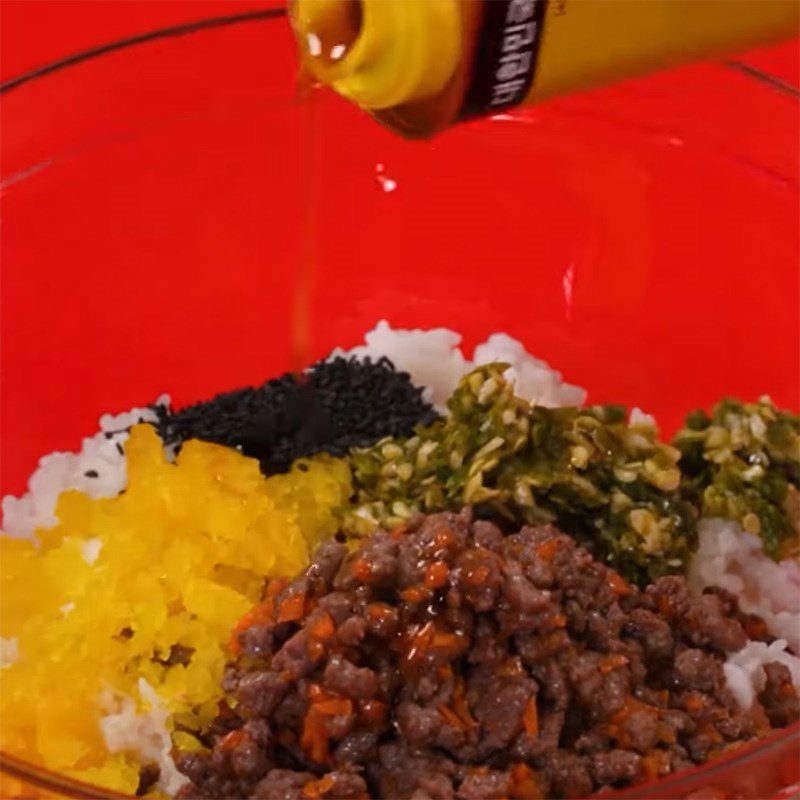 Step 3 Mixing rice Spicy beef Kimbap