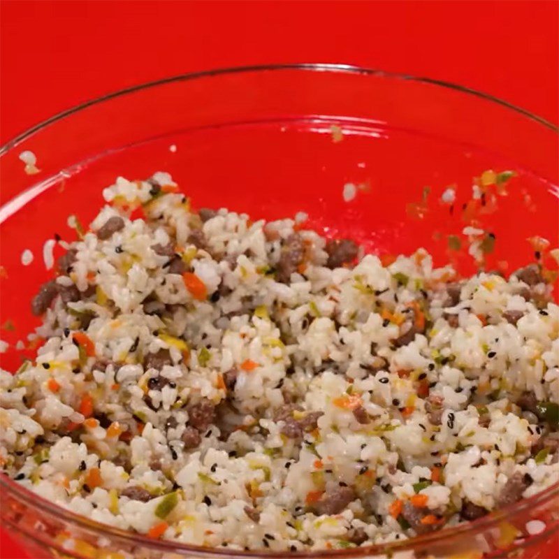 Step 3 Mixing rice Spicy beef Kimbap