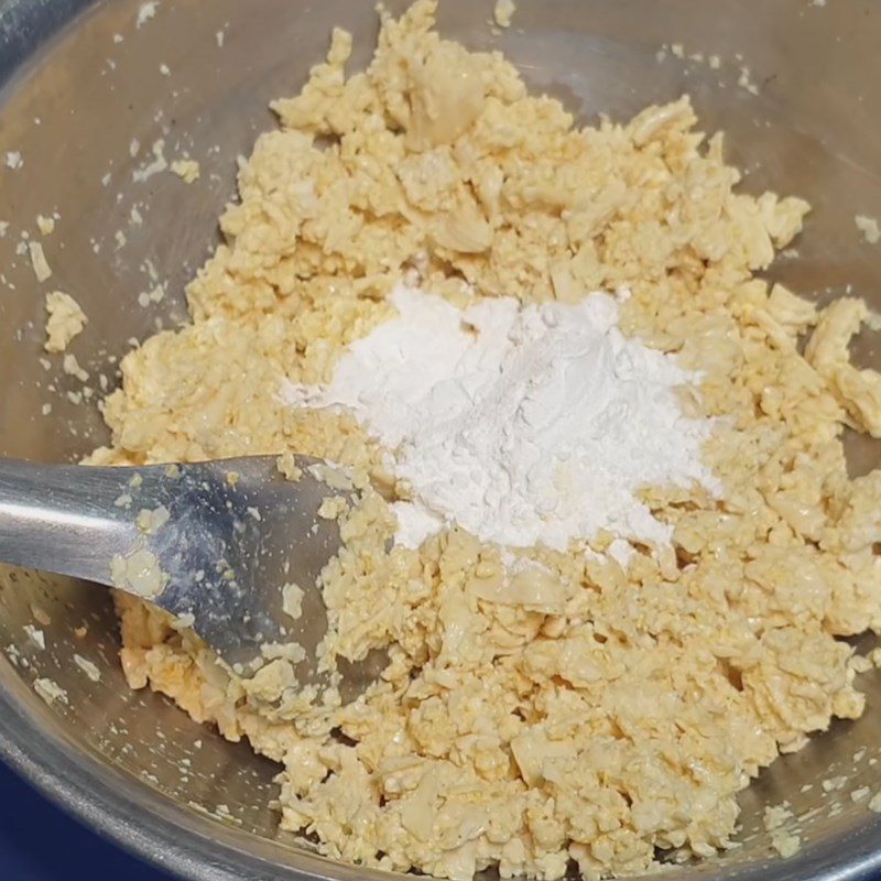 Step 3 Mashing Tofu Vegetarian Fried Egg from Tofu Skin