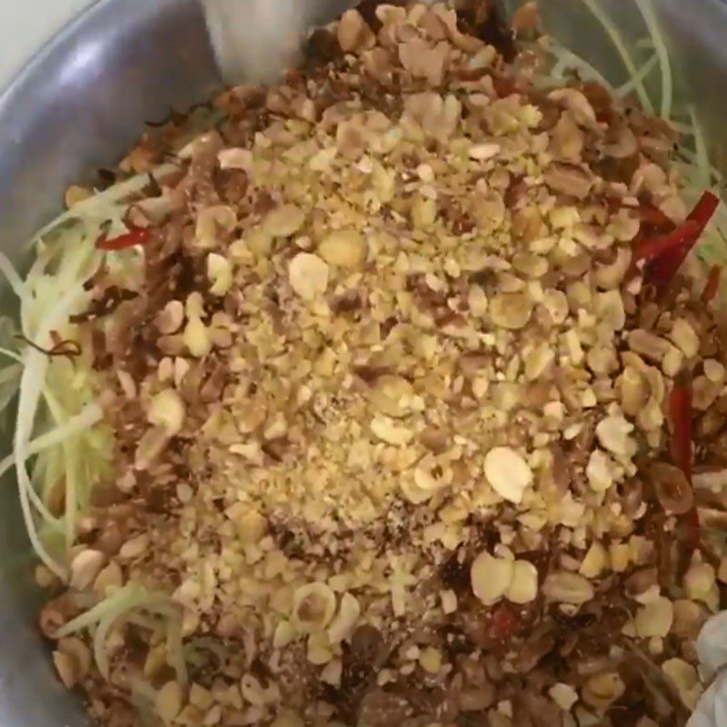 Step 5 Tossing the salad Papaya shrimp salad