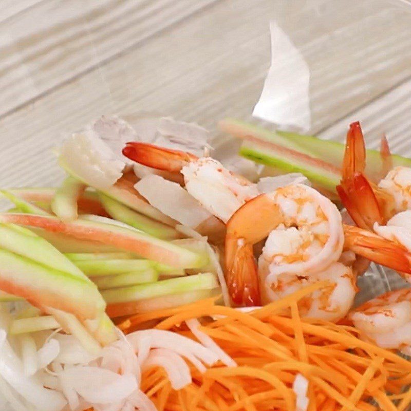 Step 5 Mixing the salad Watermelon Salad with Shrimp and Pork