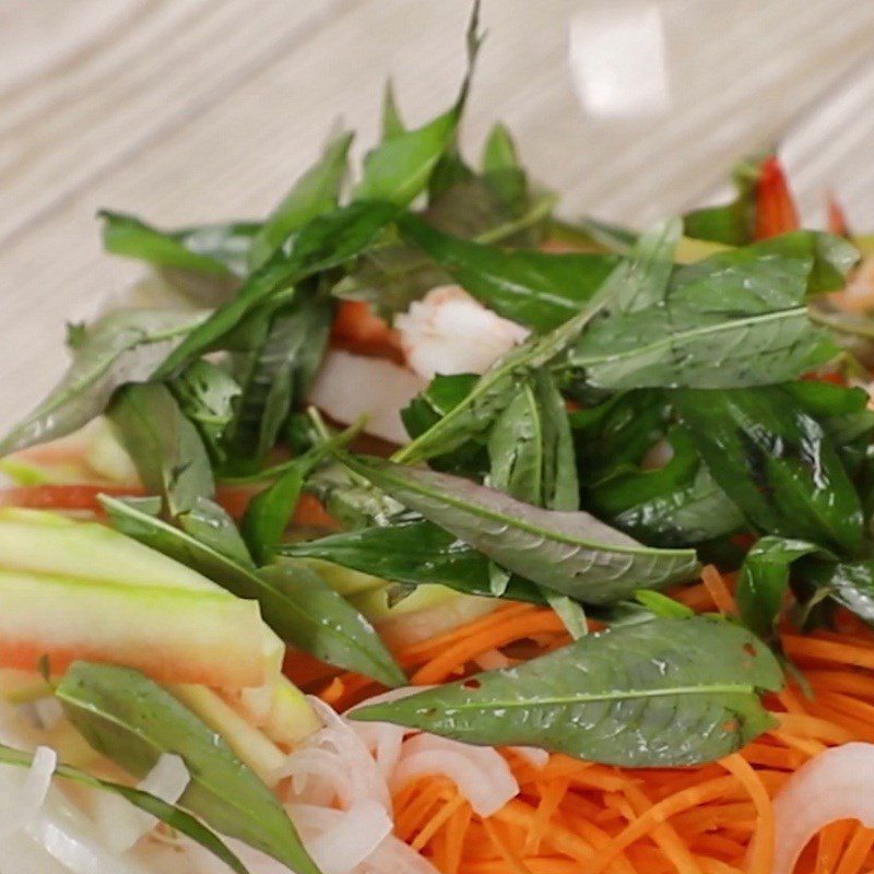 Step 5 Mixing the salad Watermelon Salad with Shrimp and Pork