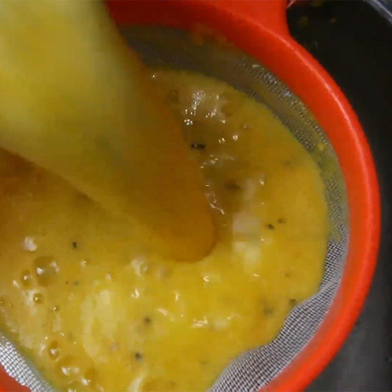 Step 3 Strain the passion fruit mango juice Passion fruit mango juice