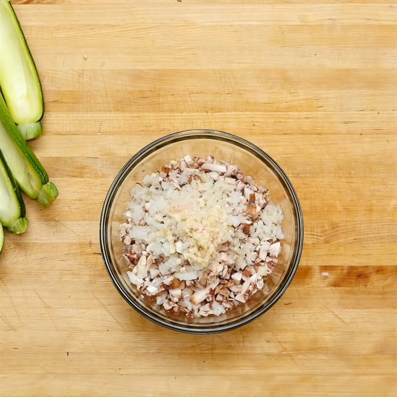 Step 2 Mix the filling for cheese stuffed zucchini
