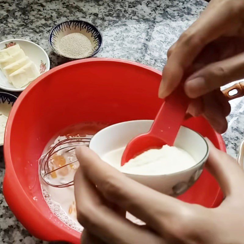 Step 1 Mix the egg and milk mixture and activate the yeast for Butter Milk Bread in a non-stick pan