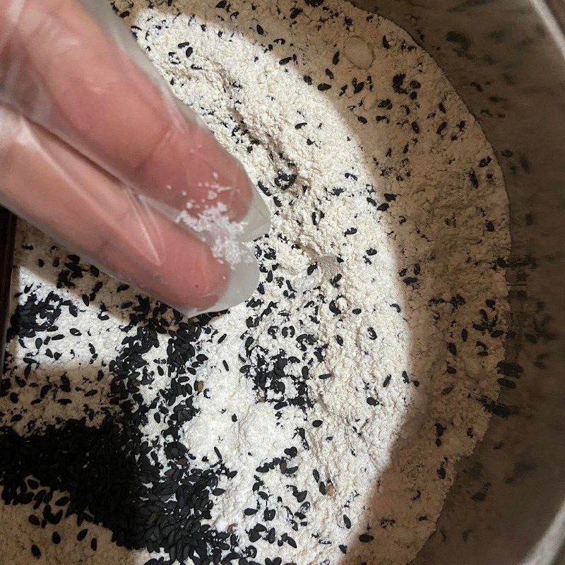 Step 1 Mixing ingredients for Black Sesame Oatmeal Cookies