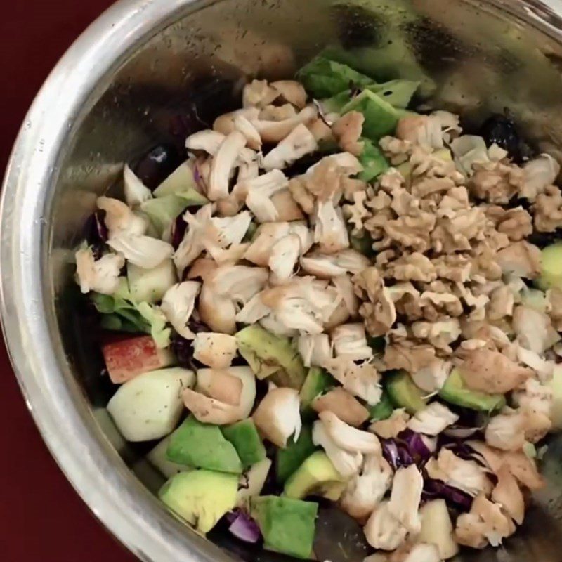 Step 5 Mix salad Walnut chicken salad
