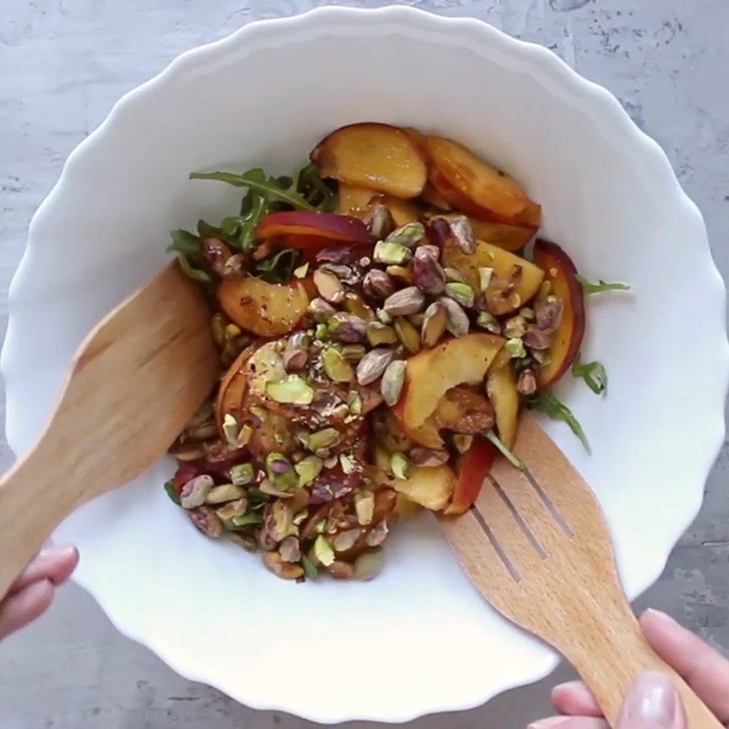 Step 3 Mixing salad Peach pistachio salad