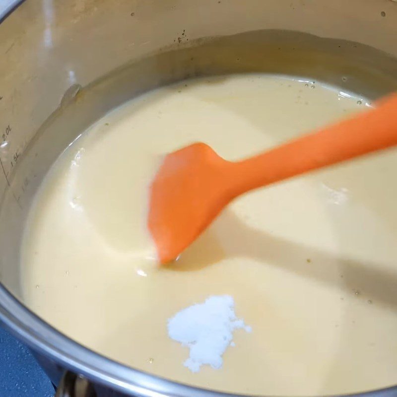 Step 2 Mixing and cooking the egg and coconut milk mixture Coconut ice cream