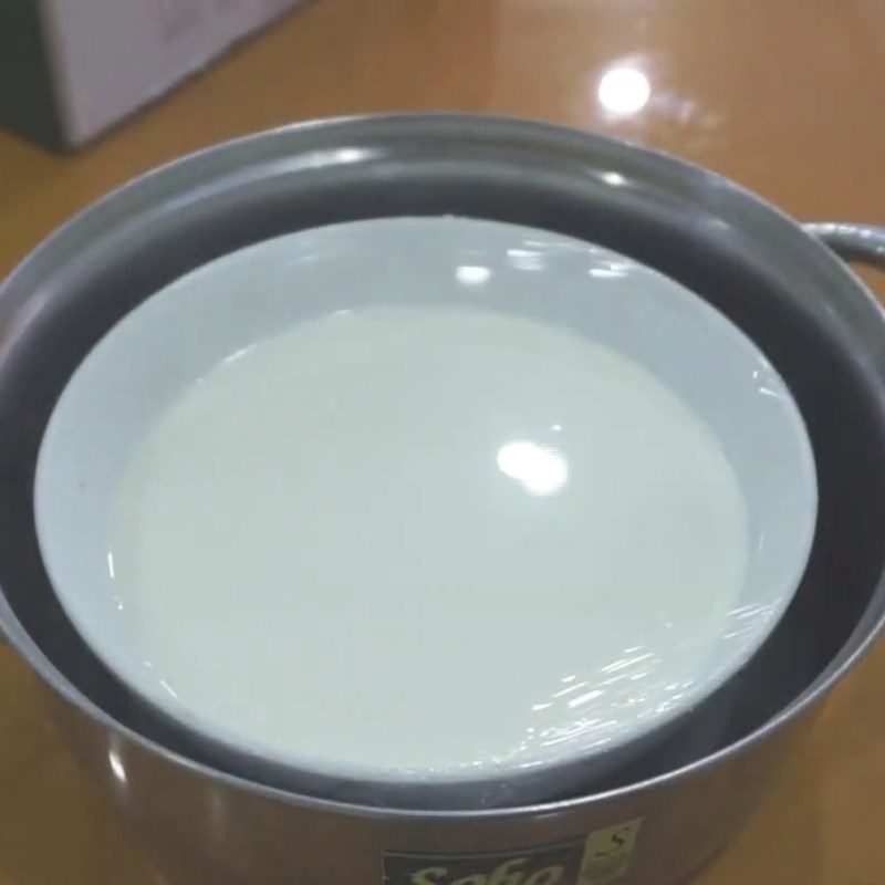 Step 3 Yogurt incubation Yogurt made from condensed milk and powdered milk